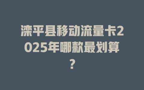 滦平县移动流量卡2025年哪款最划算？