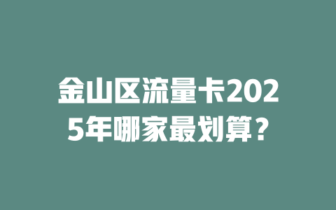 金山区流量卡2025年哪家最划算？