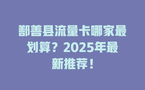 鄯善县流量卡哪家最划算？2025年最新推荐！
