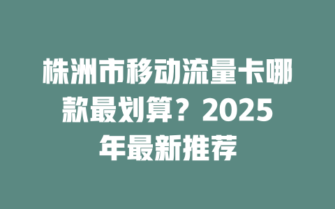 株洲市移动流量卡哪款最划算？2025年最新推荐