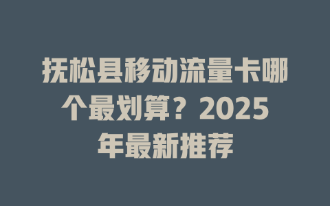 抚松县移动流量卡哪个最划算？2025年最新推荐