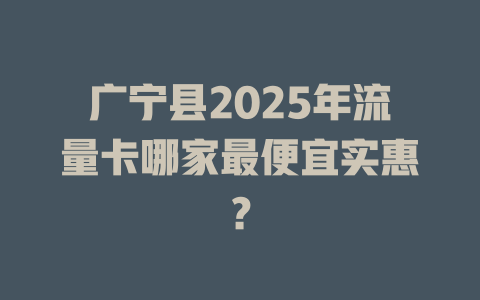 广宁县2025年流量卡哪家最便宜实惠？