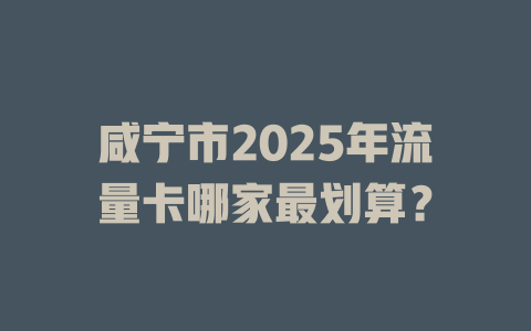 咸宁市2025年流量卡哪家最划算？