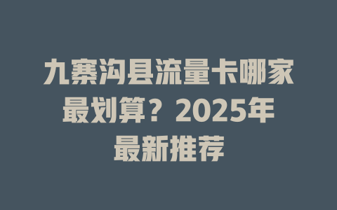 九寨沟县流量卡哪家最划算？2025年最新推荐