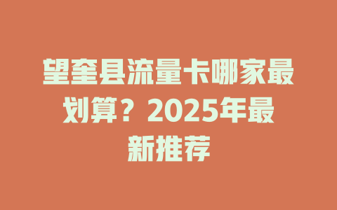 望奎县流量卡哪家最划算？2025年最新推荐