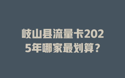岐山县流量卡2025年哪家最划算？