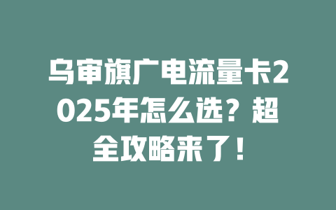 乌审旗广电流量卡2025年怎么选？超全攻略来了！