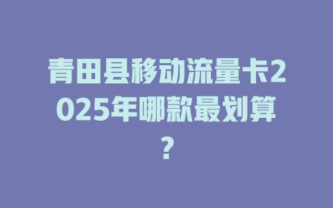 青田县移动流量卡2025年哪款最划算？