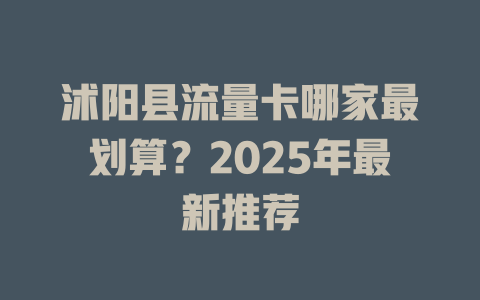 沭阳县流量卡哪家最划算？2025年最新推荐