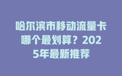 哈尔滨市移动流量卡哪个最划算？2025年最新推荐