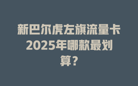 新巴尔虎左旗流量卡2025年哪款最划算？