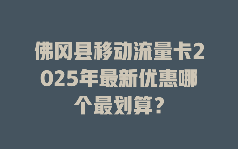 佛冈县移动流量卡2025年最新优惠哪个最划算？