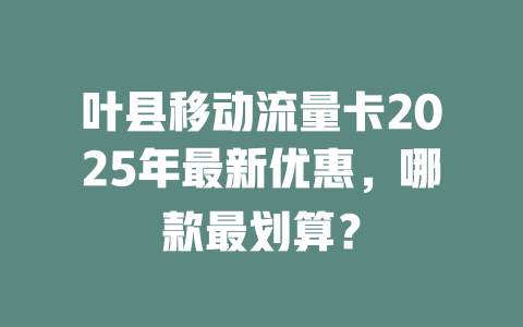 叶县移动流量卡2025年最新优惠，哪款最划算？