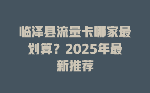 临泽县流量卡哪家最划算？2025年最新推荐