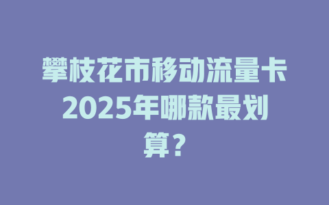 攀枝花市移动流量卡2025年哪款最划算？