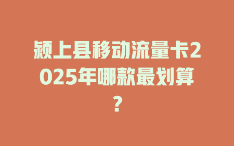 颍上县移动流量卡2025年哪款最划算？