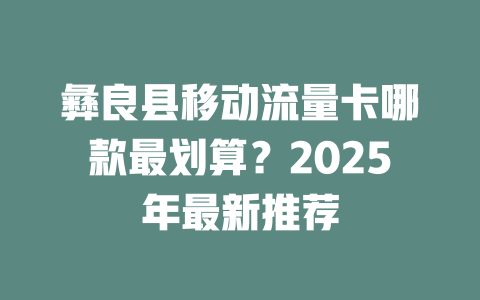 彝良县移动流量卡哪款最划算？2025年最新推荐