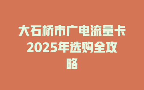 大石桥市广电流量卡2025年选购全攻略