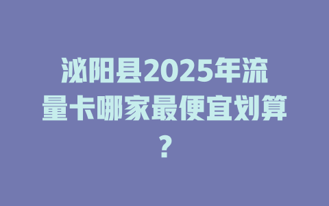 泌阳县2025年流量卡哪家最便宜划算？