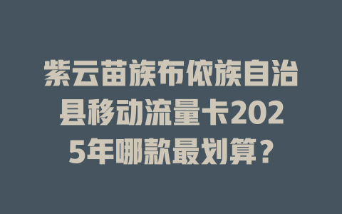 紫云苗族布依族自治县移动流量卡2025年哪款最划算？