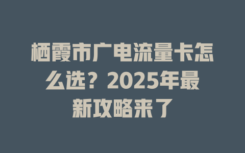 栖霞市广电流量卡怎么选？2025年最新攻略来了