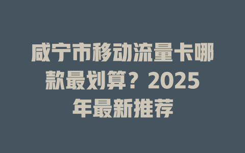 咸宁市移动流量卡哪款最划算？2025年最新推荐