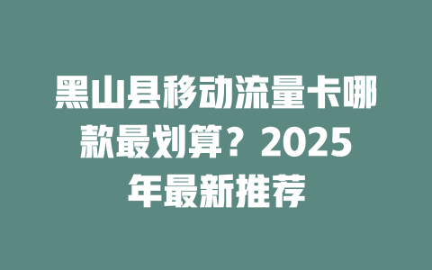 黑山县移动流量卡哪款最划算？2025年最新推荐