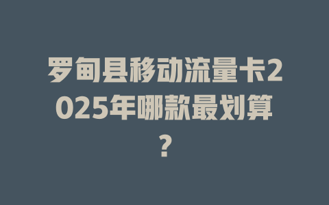 罗甸县移动流量卡2025年哪款最划算？