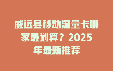 威远县移动流量卡哪家最划算？2025年最新推荐