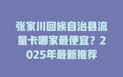 张家川回族自治县流量卡哪家最便宜？2025年最新推荐