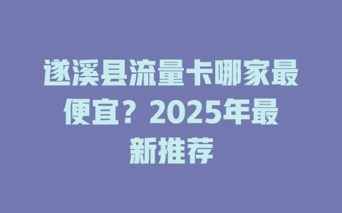 遂溪县流量卡哪家最便宜？2025年最新推荐