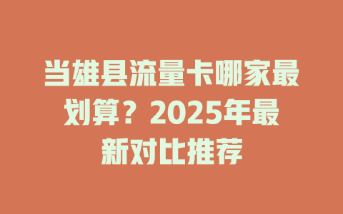 当雄县流量卡哪家最划算？2025年最新对比推荐