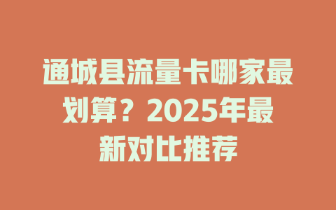 通城县流量卡哪家最划算？2025年最新对比推荐