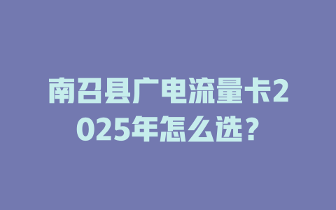 南召县广电流量卡2025年怎么选？