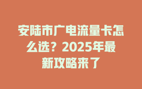 安陆市广电流量卡怎么选？2025年最新攻略来了