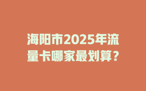 海阳市2025年流量卡哪家最划算？