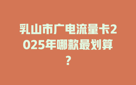 乳山市广电流量卡2025年哪款最划算？
