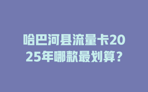哈巴河县流量卡2025年哪款最划算？