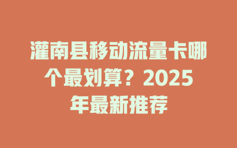 灌南县移动流量卡哪个最划算？2025年最新推荐