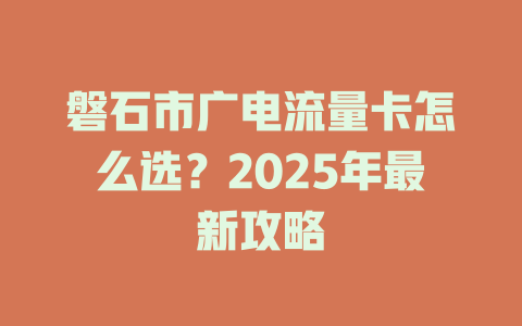 磐石市广电流量卡怎么选？2025年最新攻略