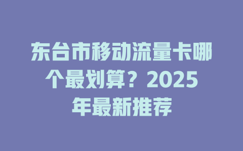 东台市移动流量卡哪个最划算？2025年最新推荐