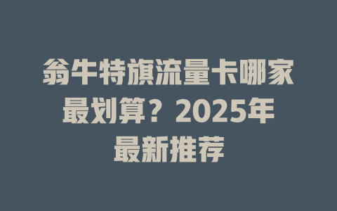 翁牛特旗流量卡哪家最划算？2025年最新推荐