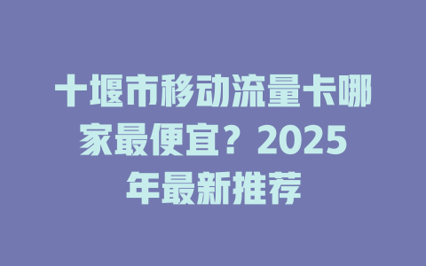 十堰市移动流量卡哪家最便宜？2025年最新推荐