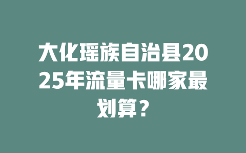 大化瑶族自治县2025年流量卡哪家最划算？