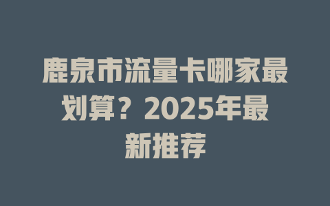 鹿泉市流量卡哪家最划算？2025年最新推荐