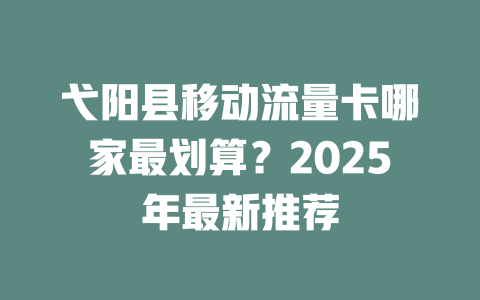 弋阳县移动流量卡哪家最划算？2025年最新推荐