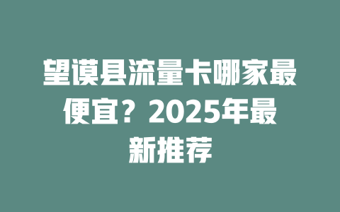望谟县流量卡哪家最便宜？2025年最新推荐