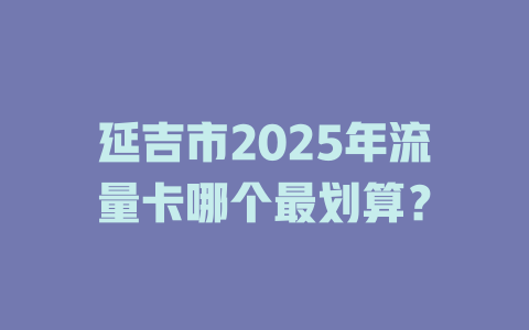 延吉市2025年流量卡哪个最划算？