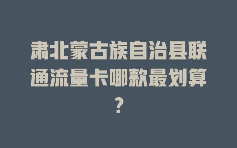 肃北蒙古族自治县联通流量卡哪款最划算？