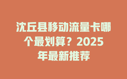 沈丘县移动流量卡哪个最划算？2025年最新推荐